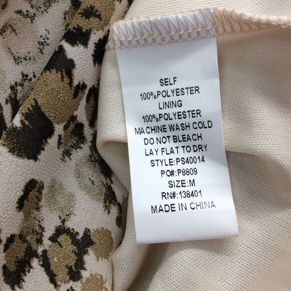 P Cill Midi Skirt Women's Size M Brown/Cream/Black Animal Print Ruching Lined - Picture 5 of 7